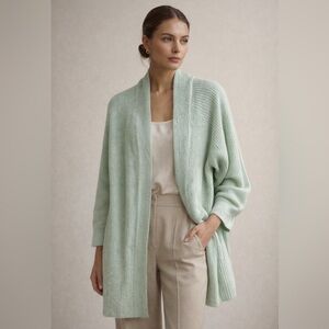 Farm Rio Mint Green Open Front Textured Knit Cardigan Cozy Chic Layer Size P XS